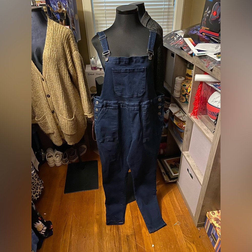 Skinny jean overalls, size 18.